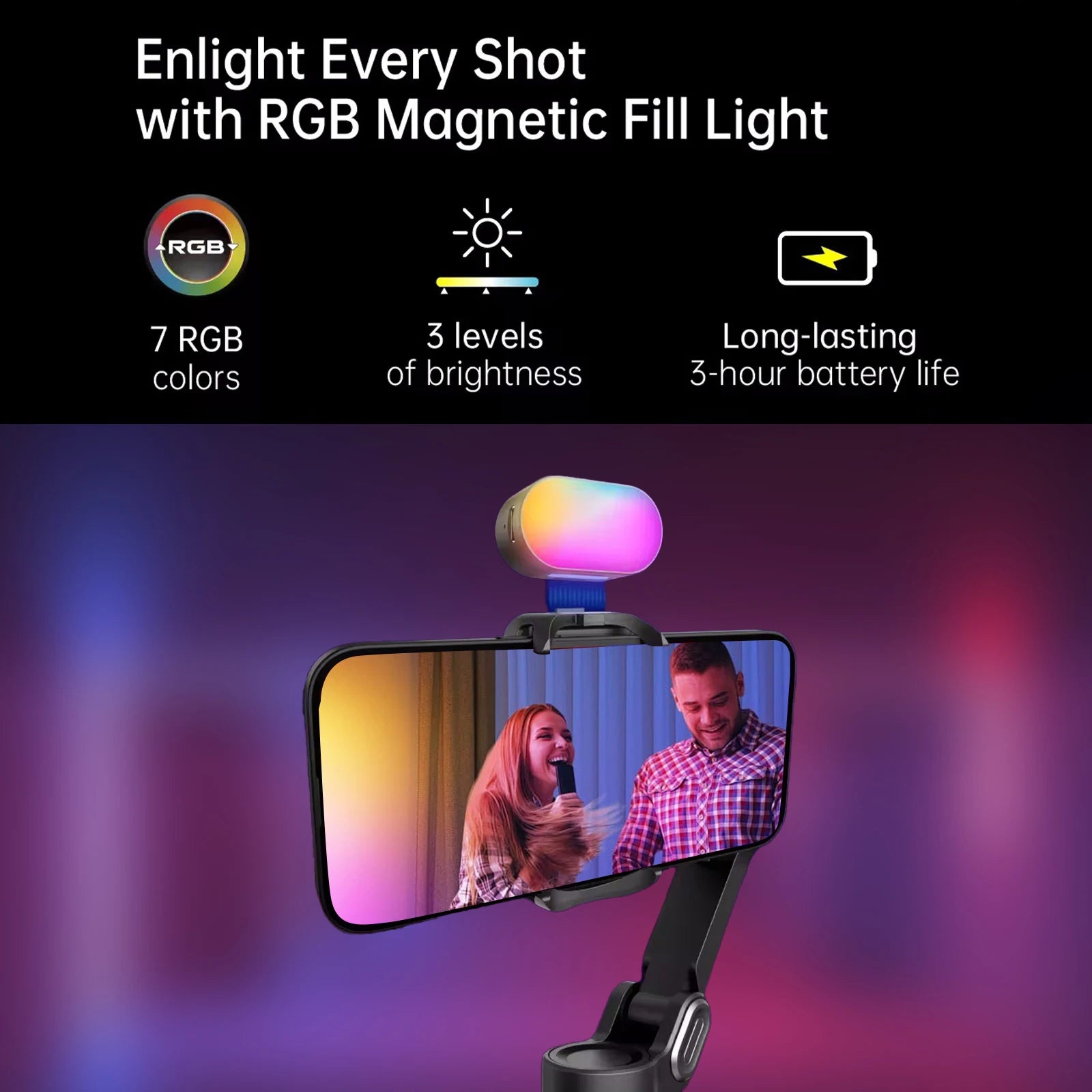 Smart XE Kit 3-Axis Gimbal Stabilizer with Magnetic Fill Light for Smartphone Video Recording