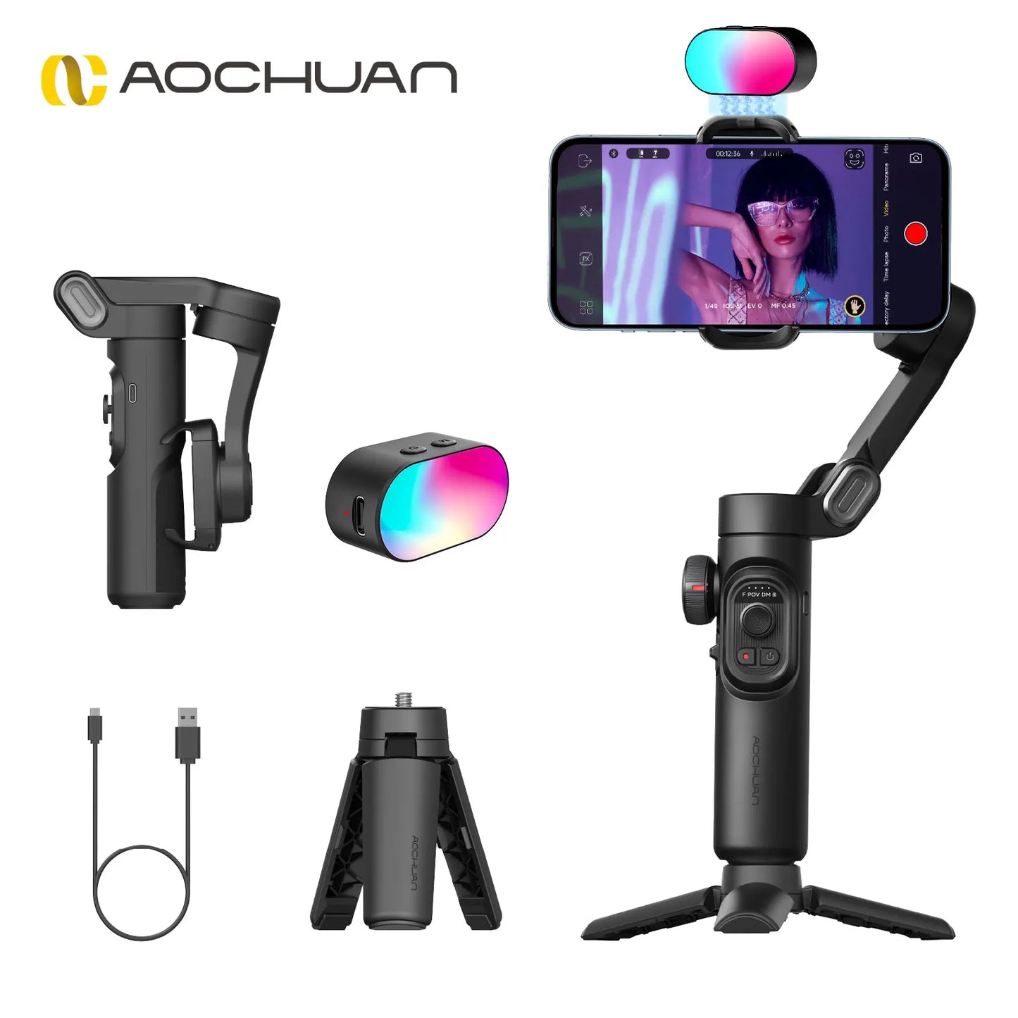 Smart XE Kit 3-Axis Gimbal Stabilizer with Magnetic Fill Light for Smartphone Video Recording