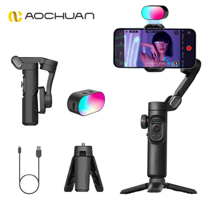 Smart XE Kit 3-Axis Gimbal Stabilizer with Magnetic Fill Light for Smartphone Video Recording