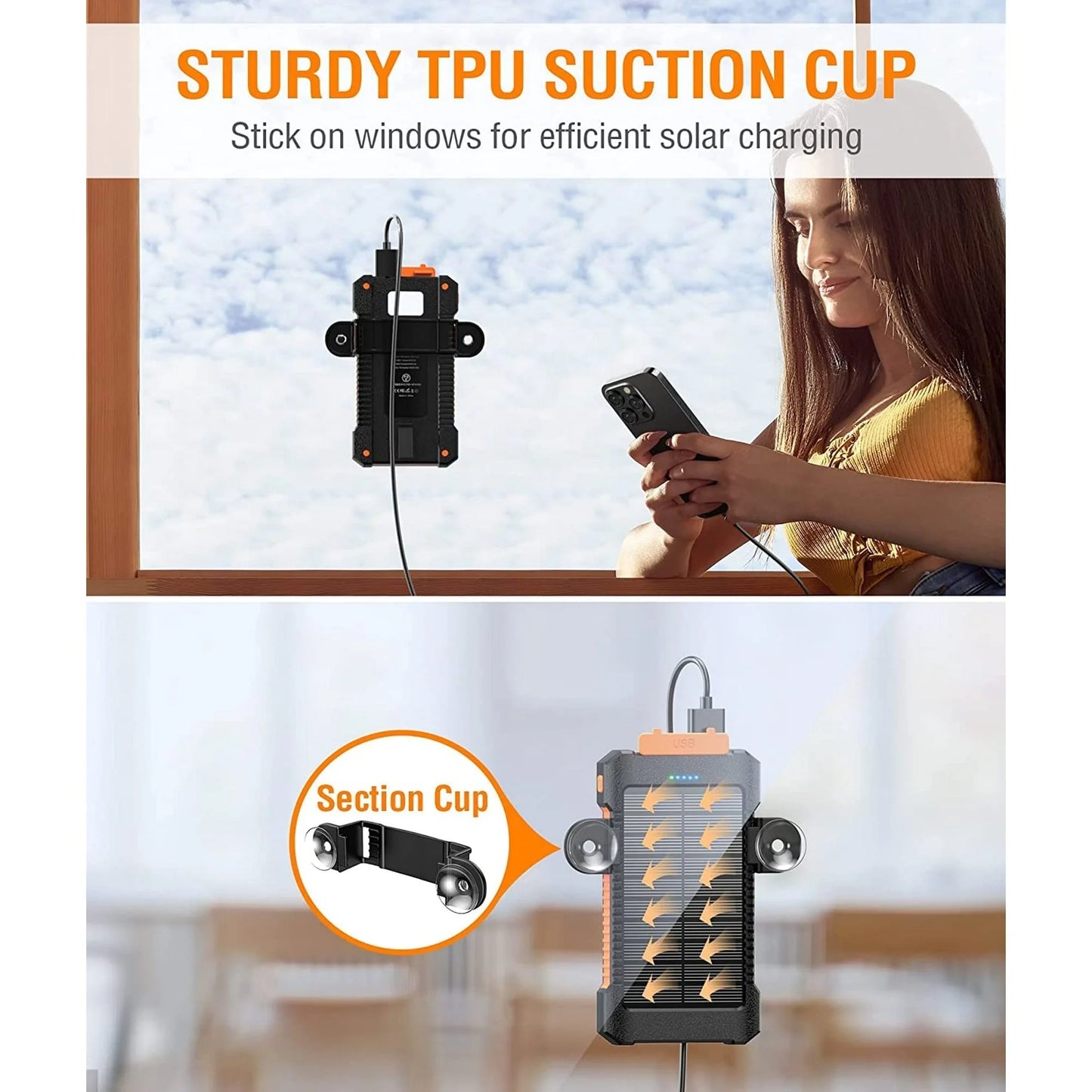 26800mAh Solar Power Bank - Portable USB Solar Charger for iPhone and Android Devices