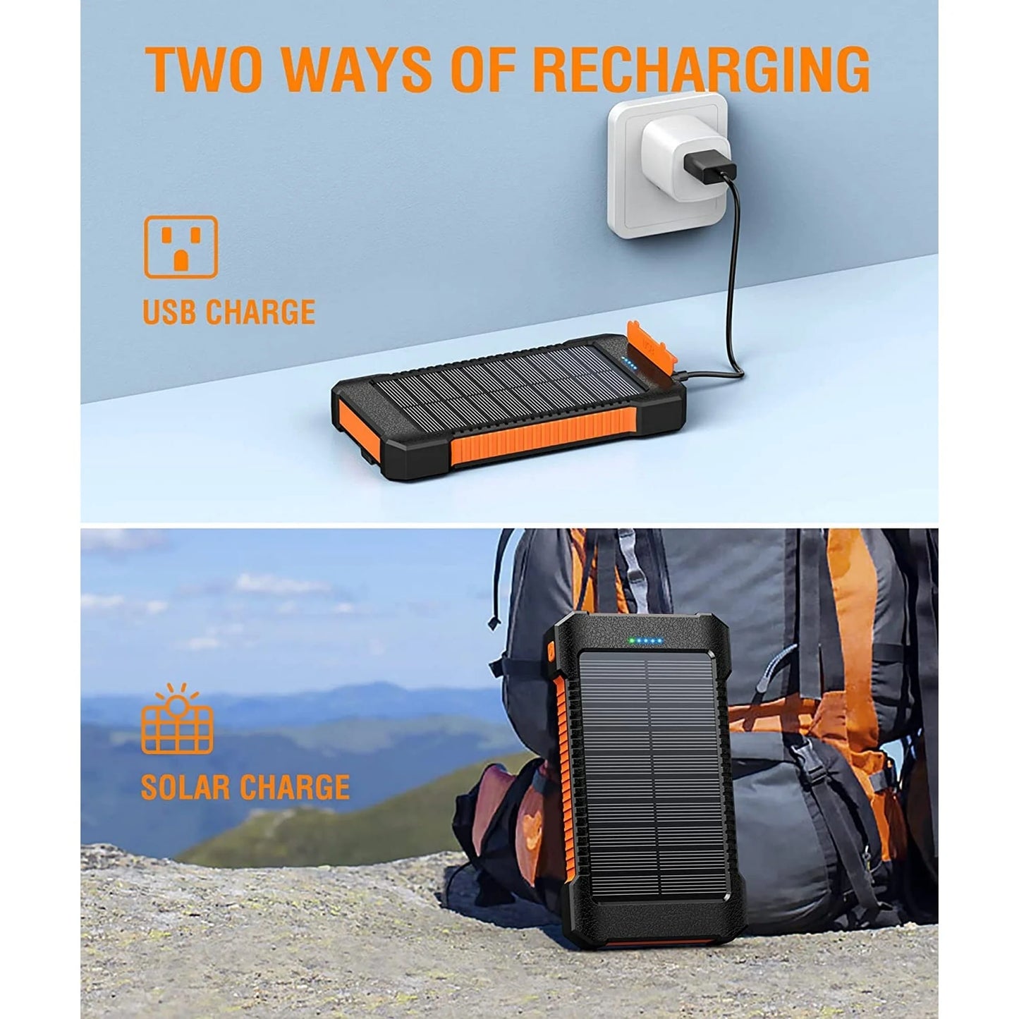 26800mAh Solar Power Bank - Portable USB Solar Charger for iPhone and Android Devices