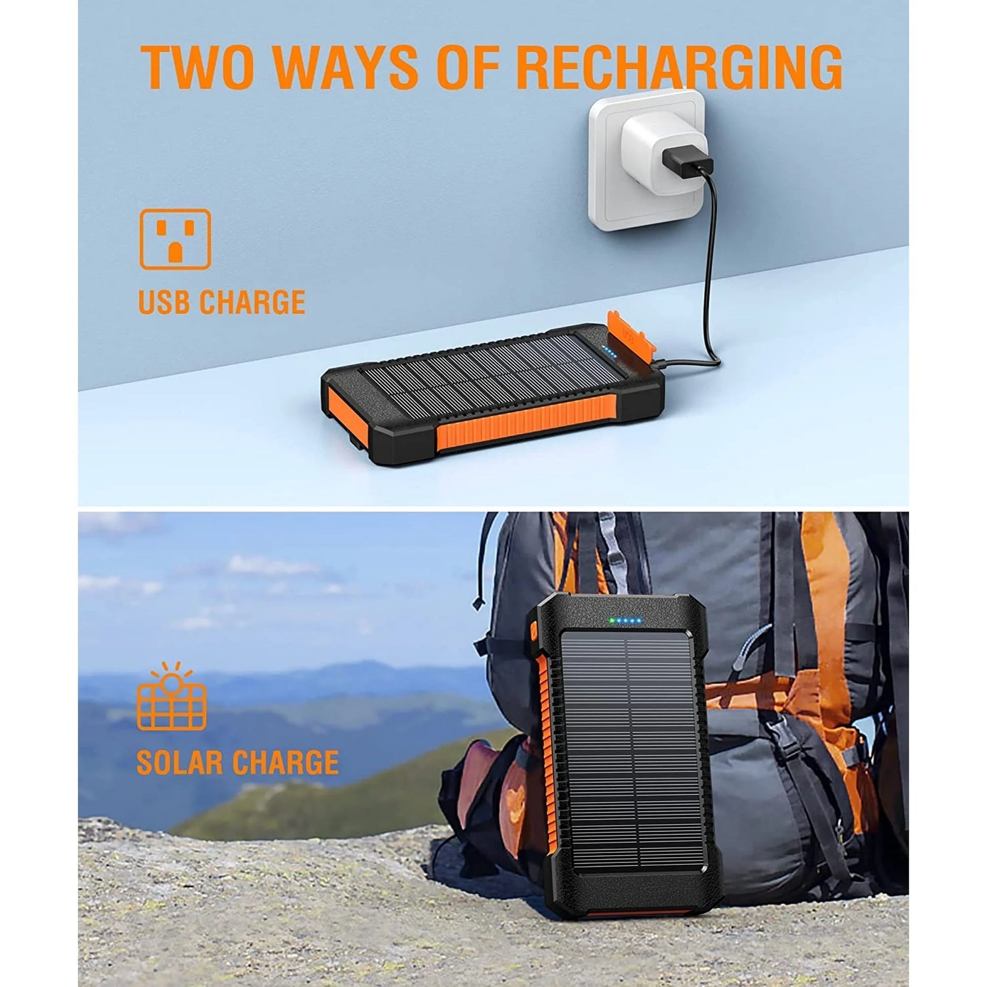 26800mAh Solar Power Bank - Portable USB Solar Charger for iPhone and Android Devices