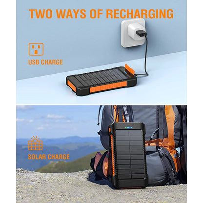 26800mAh Solar Power Bank - Portable USB Solar Charger for iPhone and Android Devices