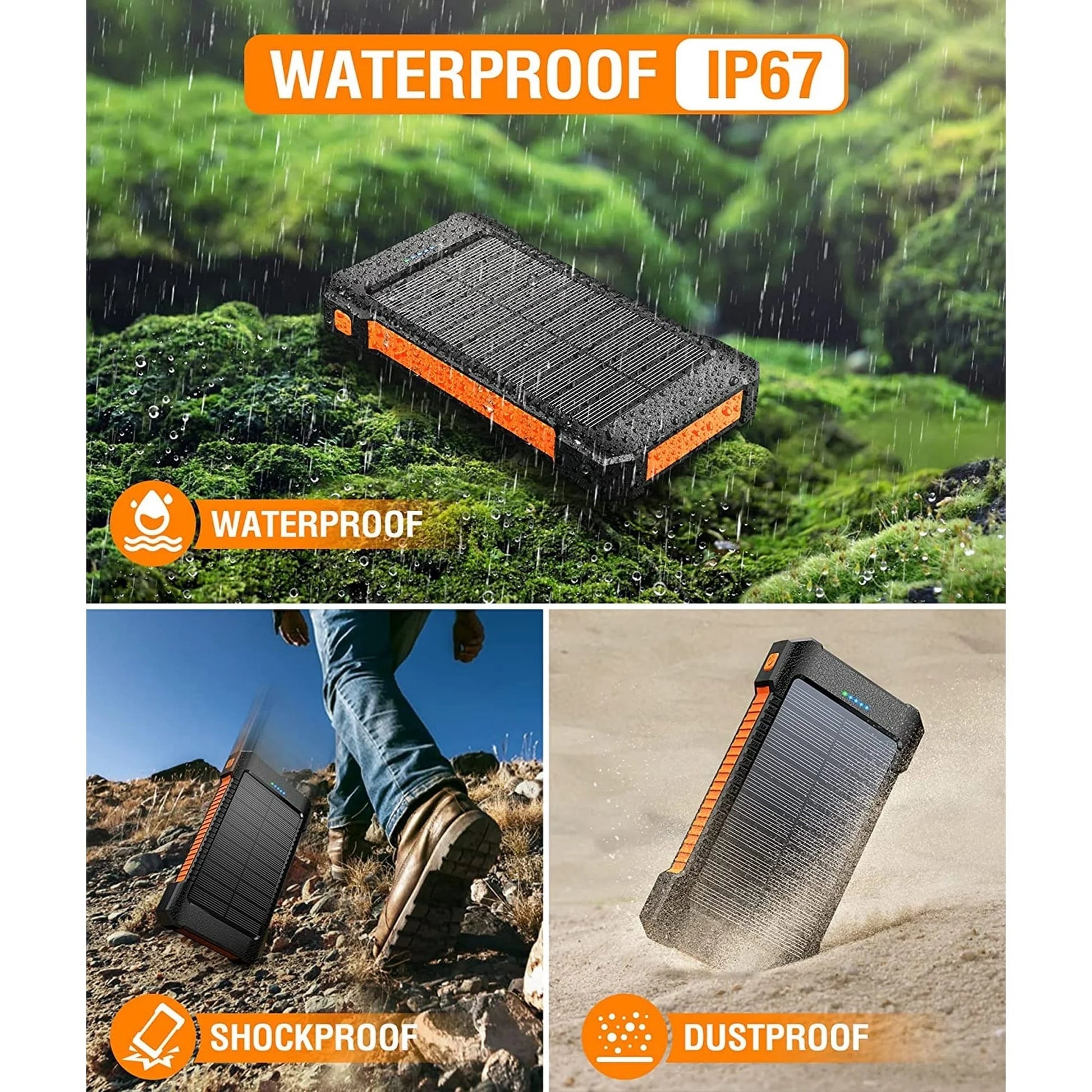 26800mAh Solar Power Bank - Portable USB Solar Charger for iPhone and Android Devices